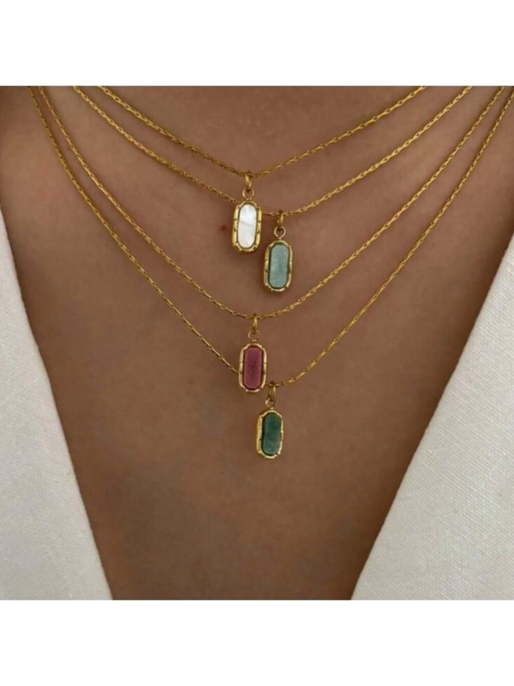 Gold Plated Stainless Steel White Shell 1pc Pendant Necklace